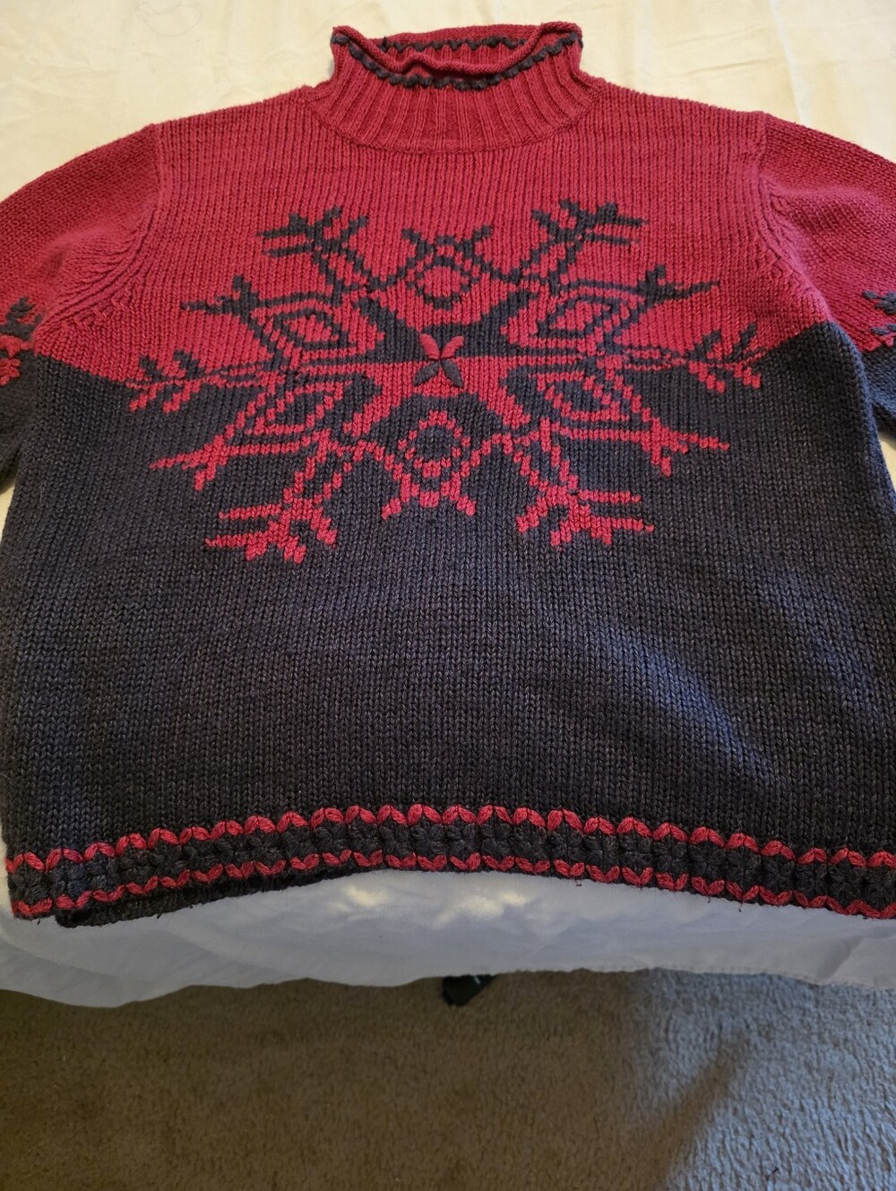 Vintage Riveted By Lee Red Black Nordic Snowflake Size XL